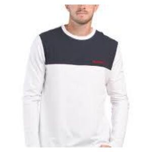 Nautica Men's Color-block Long Sleeve T-shirt Bright White Blue Size Large NWT